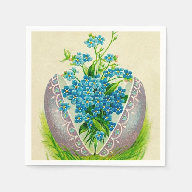 Vintage Easter Egg Best Easter Wishes Greeting Napkin (Front)