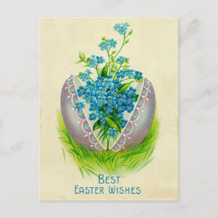 Vintage Easter Egg Best Easter Wishes Greeting Postcard