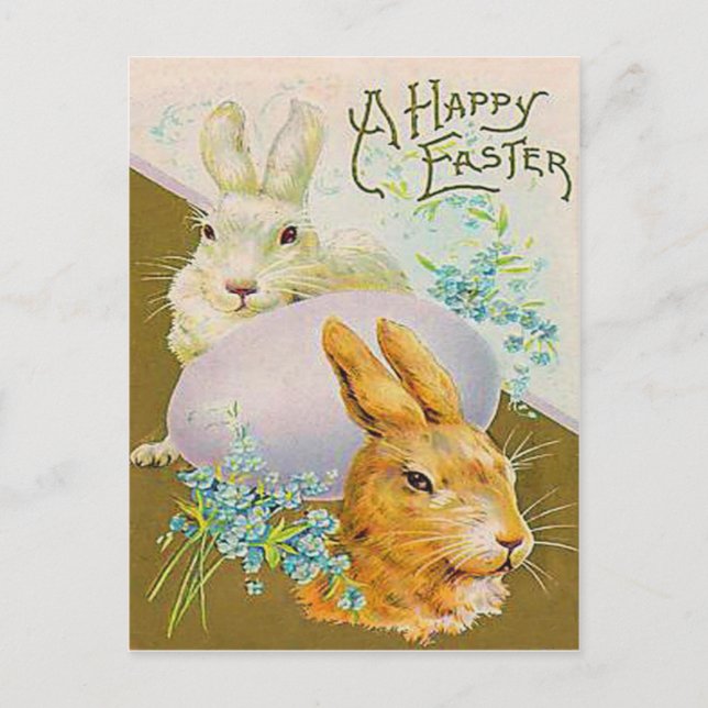 Vintage Easter Egg Bunny Easter Card (Front)