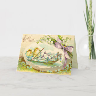 Vintage Easter Egg Chick Card