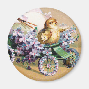 Vintage Easter Egg Chick Floral Flowers Magnet