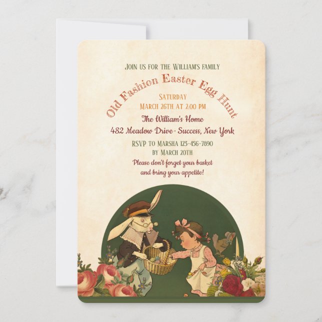 Vintage Easter Egg Hunt Invitation (Front)