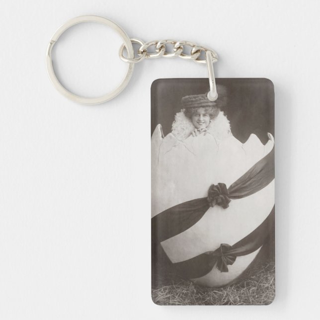 Vintage Easter Egg Lady Key Ring (Front)