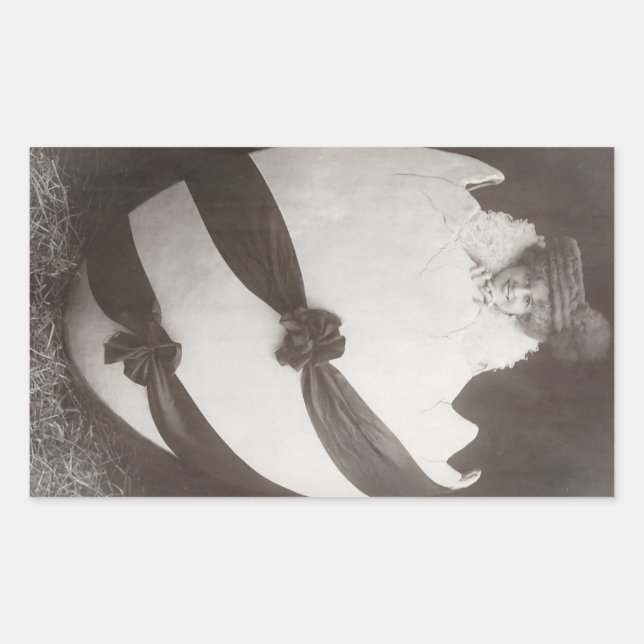 Vintage Easter Egg Lady Rectangular Sticker (Front)