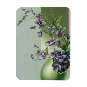 Vintage Easter Egg with Blooming Purple Flowers Magnet