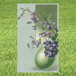 Vintage Easter Egg with Blooming Purple Flowers Rectangular Sticker