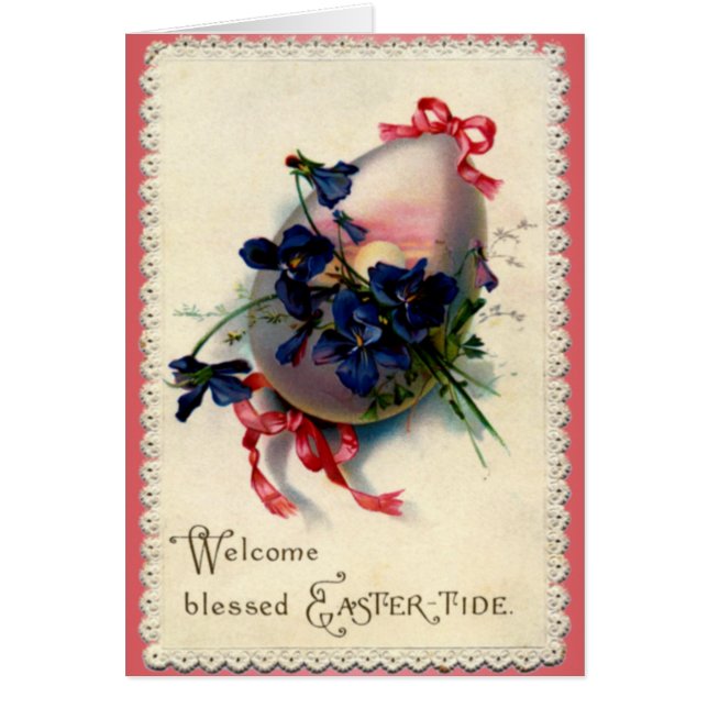 Vintage Easter Egg with Violets (Front)