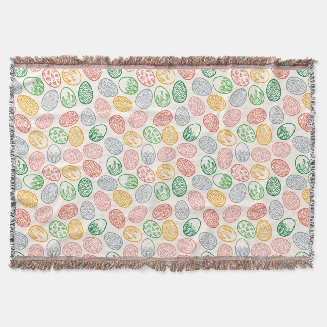 Vintage Easter Eggs Pattern | Throw Blanket (Front)