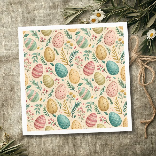 Vintage Easter Eggs with Floral Buds Napkin (Creator Uploaded)