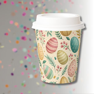 Vintage Easter Eggs with Floral Buds Paper Cups