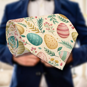 Vintage Easter Eggs with Floral Buds Tie