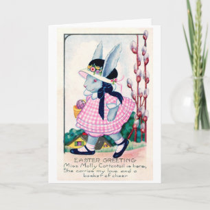 Vintage Easter Fashionable Bunny Card