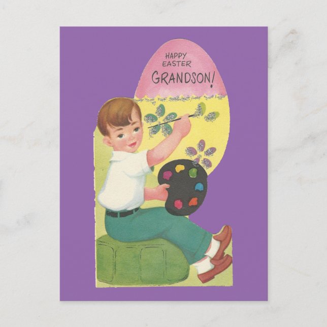 Vintage Easter For Grandson Holiday Postcard (Front)