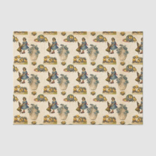 Vintage Easter girl bunny party tissue Paper