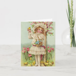 Vintage Easter Girl Holiday Card