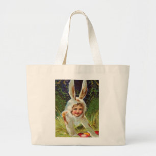 Vintage Easter Girl in Bunny Costume, ZSSG Large Tote Bag