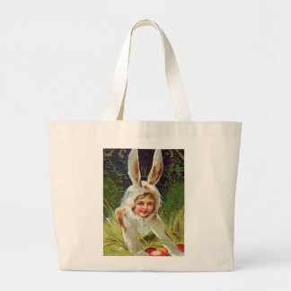 Vintage Easter Girl in Bunny Costume, ZSSG Large Tote Bag