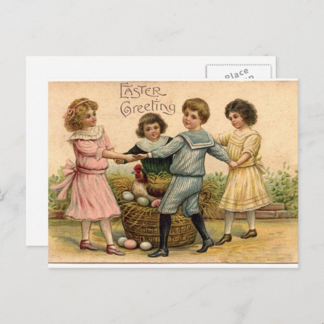 Vintage Easter Greeting Holiday Postcard (Front/Back)