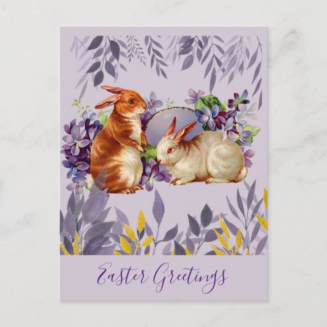 Vintage Easter Greetings Bunny Rabbit Postcard (Front)