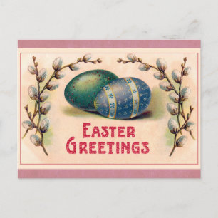 Vintage Easter Greetings Egg Pink Postcard
