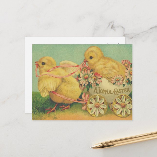 Vintage Easter Greetings Holiday Postcard (Front/Back In Situ)