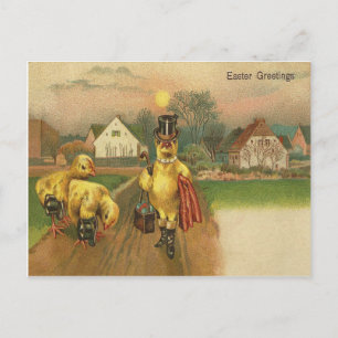 Vintage Easter Greetings Holiday Postcard