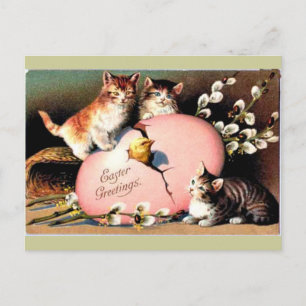 Vintage - Easter Greetings Holiday Postcard