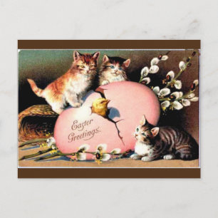 Vintage - Easter Greetings Holiday Postcard