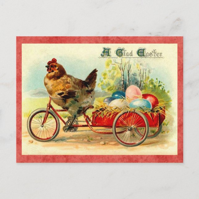 Vintage Easter Hen Holiday Postcard (Front)
