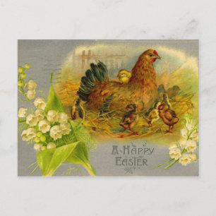 Vintage Easter Hen Holiday Postcard