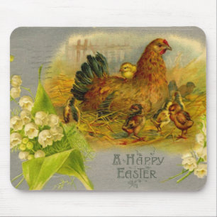 Vintage Easter Hen Mouse Pad