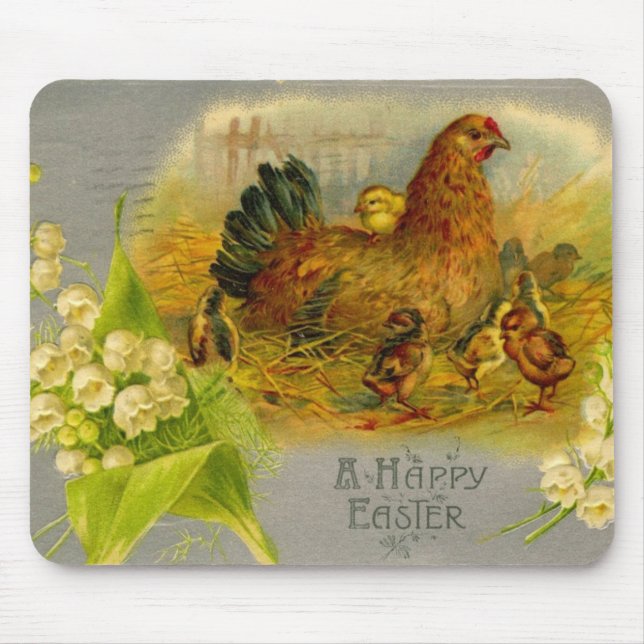 Vintage Easter Hen Mouse Pad (Front)