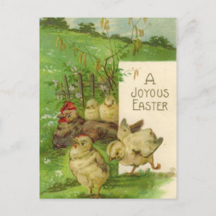 Vintage Easter Holiday chicks postcard