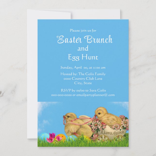 Vintage Easter Holiday Family Brunch  Invitation (Front)