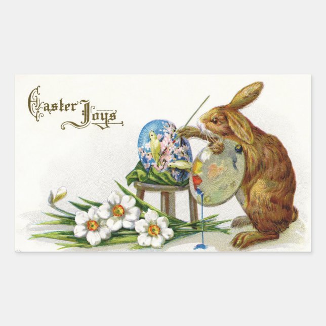 Vintage Easter Joys Rectangular Sticker (Front)