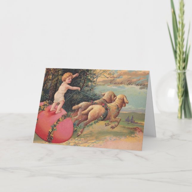 Vintage Easter Lambs Holiday Card (Front)