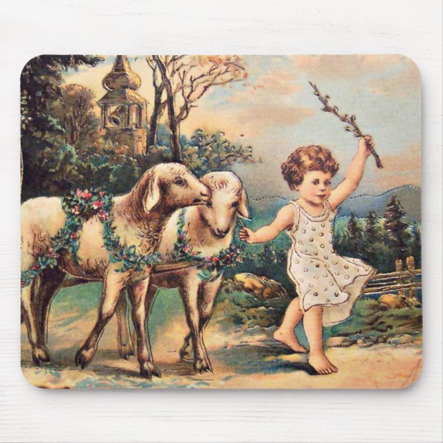 Vintage Easter Lambs Mouse Pad (Front)