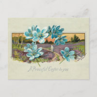 Vintage Easter Landscape and Forget-me-Nots