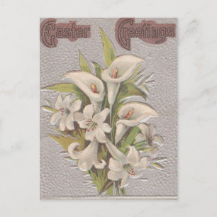 Vintage Easter Lilies Holiday Postcard