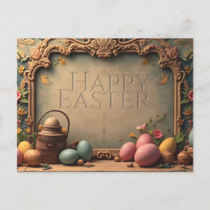 Vintage Easter Magic with Festive Floral Ornaments Holiday Postcard