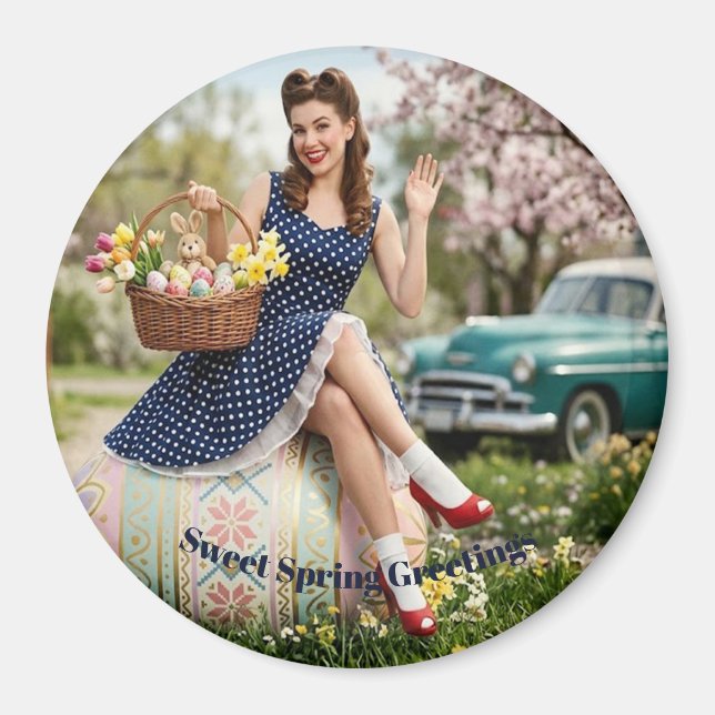 Vintage Easter Pin-Up Magnet | Sweet Spring (Front)