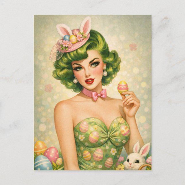 Vintage Easter Pin-Up Postcard  (Front)