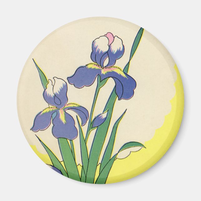 Vintage Easter, Purple Garden Iris Flowers Magnet (Front)