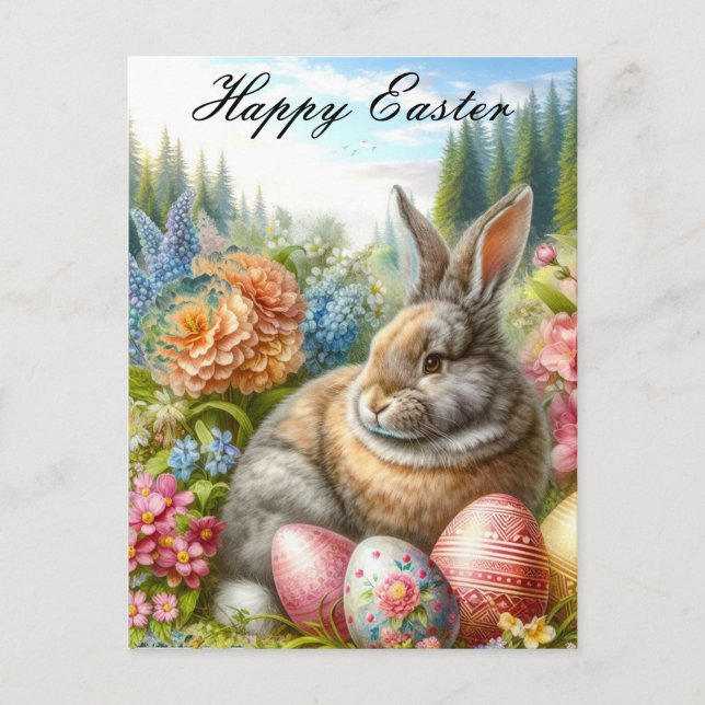 Vintage Easter Rabbit  Holiday Postcard (Front)