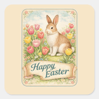 Vintage Easter Rabbit Square Sticker