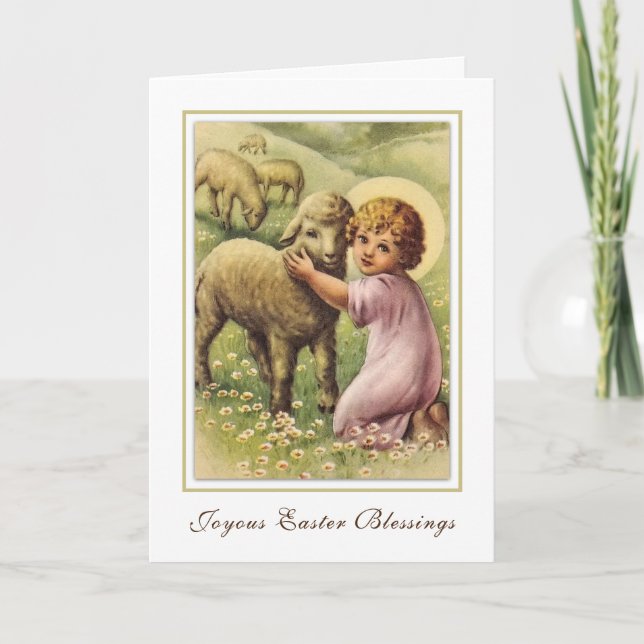 Vintage Easter Religious Blessings Prayer Holiday Card (Front)