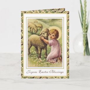 Vintage Easter Religious Blessings Prayer Holiday  Card