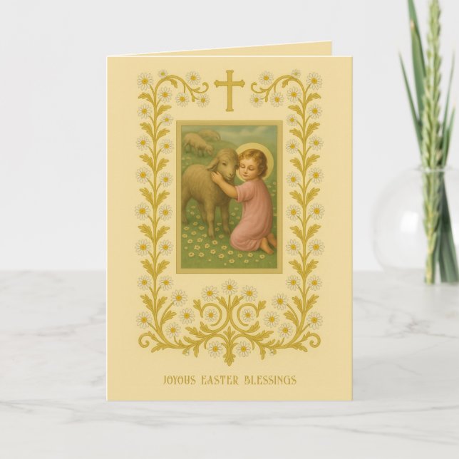 Vintage Easter Religious Blessings Prayer Holiday Card (Front)