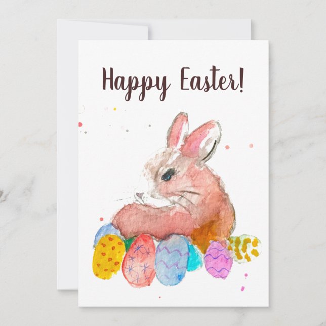 Vintage Easter Retro Cute Bunny Rabbit Message Invitation (Front)