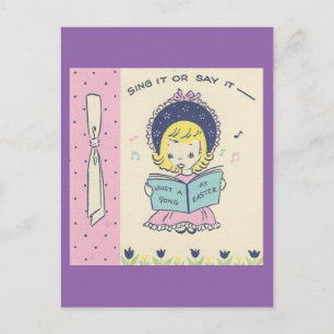 Vintage Easter Singing Girl Holiday Postcard